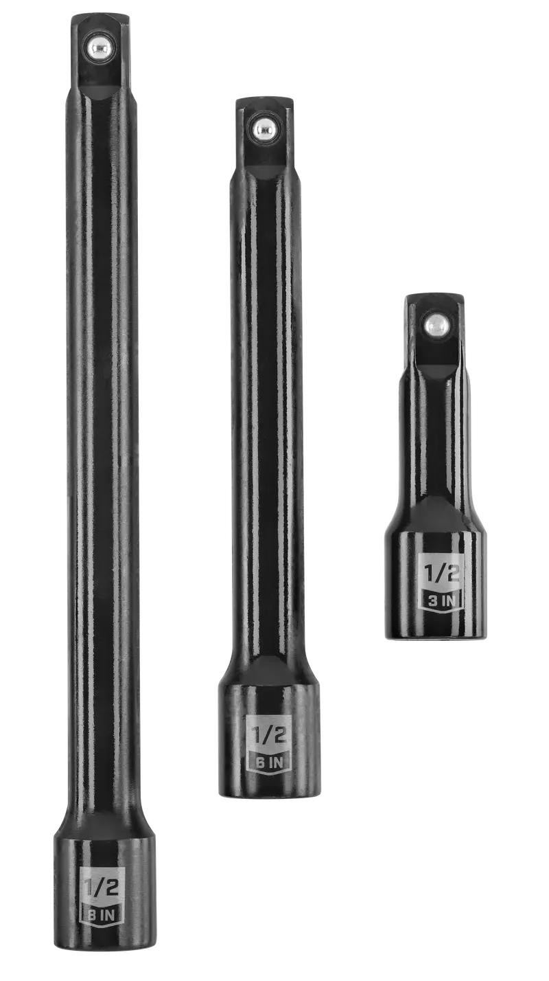 3-Piece 1/2-Inch Drive Impact Extension Bar Kit (3", 6", 10") 1