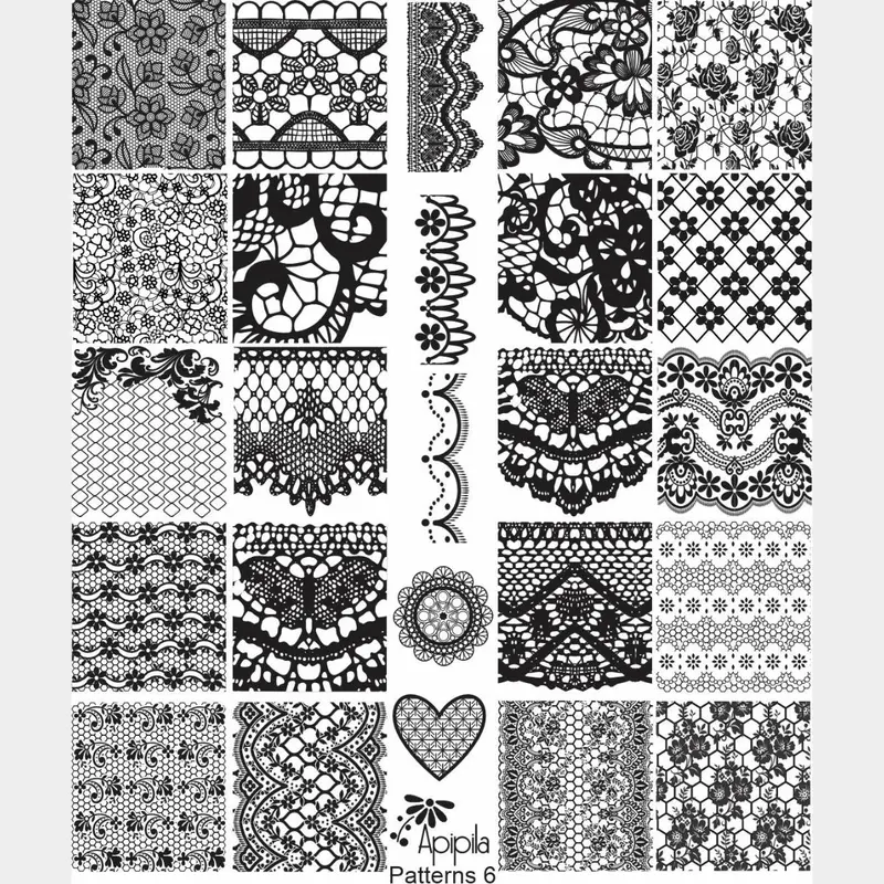 Apipila Nail Stamping Plate Collection: "Patterns 6" Clearance 1