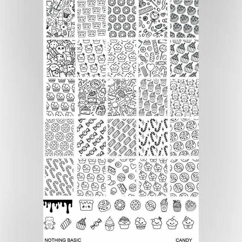 Candy-Themed Nail Stamping Plate – Nothing Basic Design (Overstock) 1