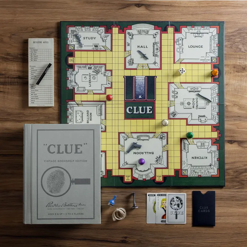 Clue Time-Honored Bookshelf Edition Vintage Mystery Board Game 1