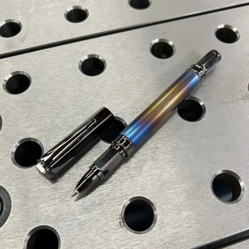 Flamed Titanium Fountain Pen – Artisan-Crafted Luxury Ink Writing Instrument 1