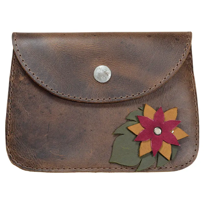 Floral-Motif Card Wallet With Elegant Detailing 1