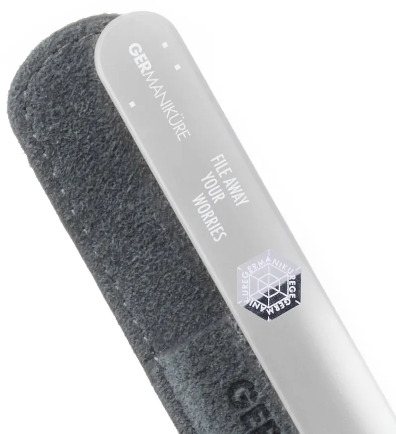Germanikure "File Away Your Worries" Glass Nail File With Calming Leather Sleeve 1