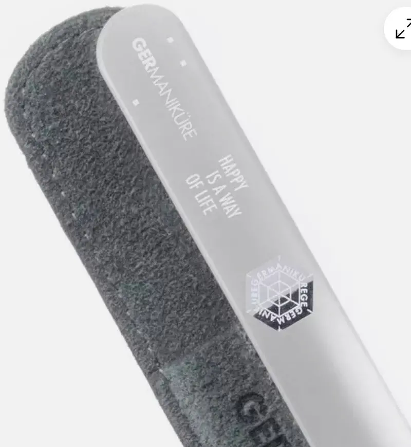 Germanikure "Happy Is A Way Of Life" Glass Nail File With Soft Leather Sleeve 1