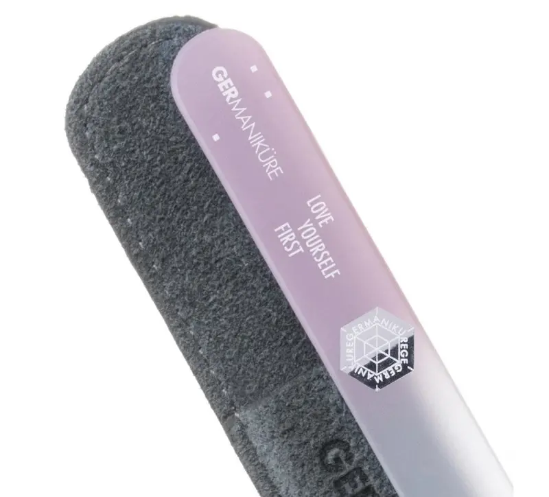 Germanikure "Love Yourself First" Glass Nail File + Minimalist Leather Sleeve 1