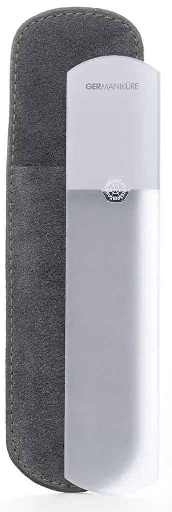 Germanikure Pedicure Bar – Dual-Texture Czech Crystal Glass Foot File In Suede Case 1