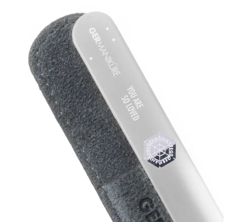 Germanikure "You Are So Loved" Glass Nail File With Thoughtful Leather Sleeve 1