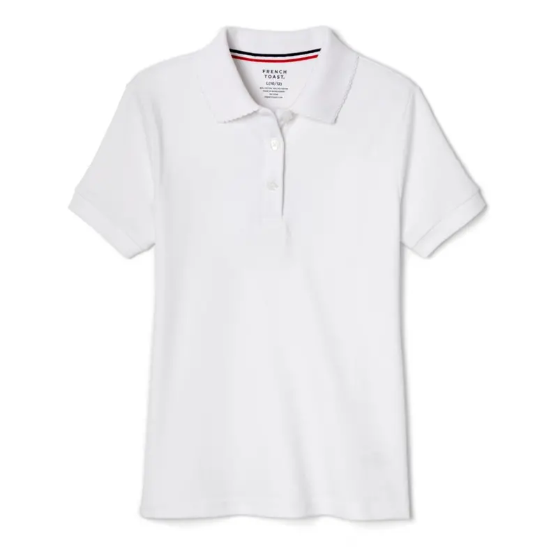 Girls’ Classic Fit White Polo Shirt 1