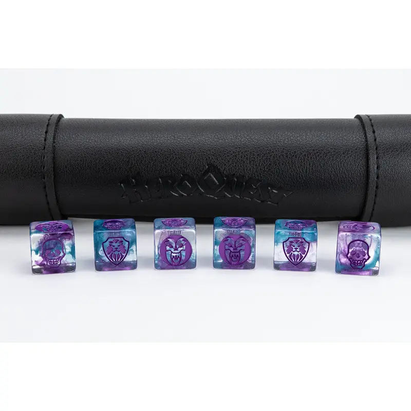Heroquest Dread Veil Themed Dice Set With Scroll-Design Mat And Carry Storage 1