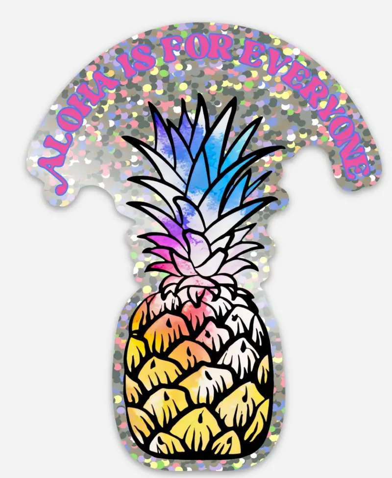 Hhc "Aloha Is For Everyone" Glitter Pineapple Decal – Tropical Vibes 1