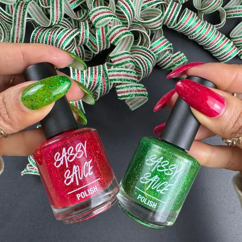 Just Elfin Around & Reindeer Games Holiday Nail Polish Pair – Sassy Sauce Polish (Overstock) 1