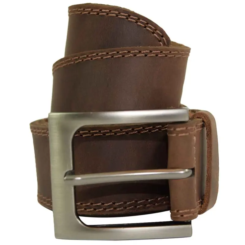 Kids’ Wide Leather Belt – 1.5 Inch Two-Row Stitch Design 1