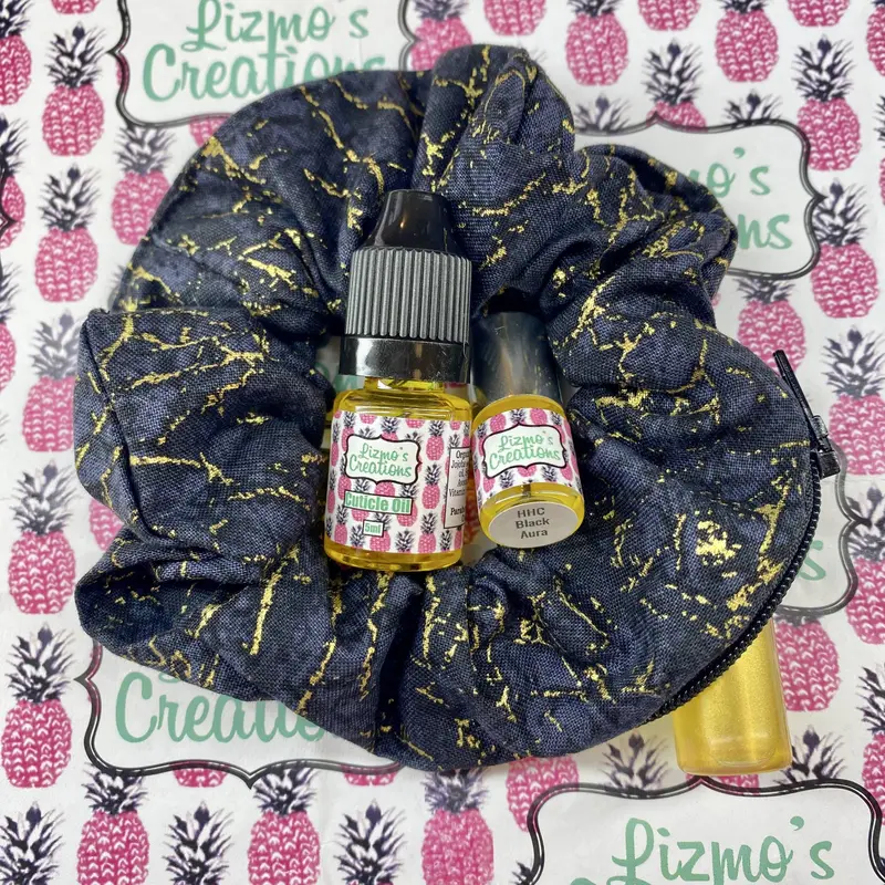 Lizmo’S Creations Hair Accessories: "Black Aura" Scrunchie Duo — Clearance Overstock 1