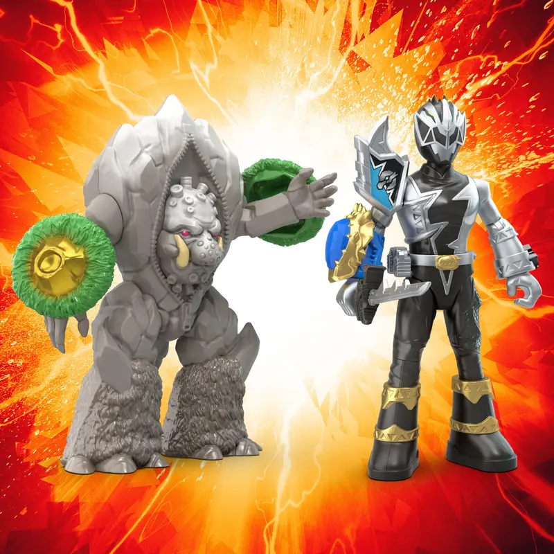 Power Rangers Dino Fury Battle Attackers: Black Ranger Vs. Smashstone 1