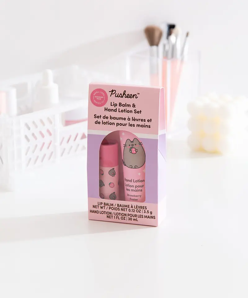 Pusheen Strawberry Lip Balm And Hand Lotion Gift Set 1