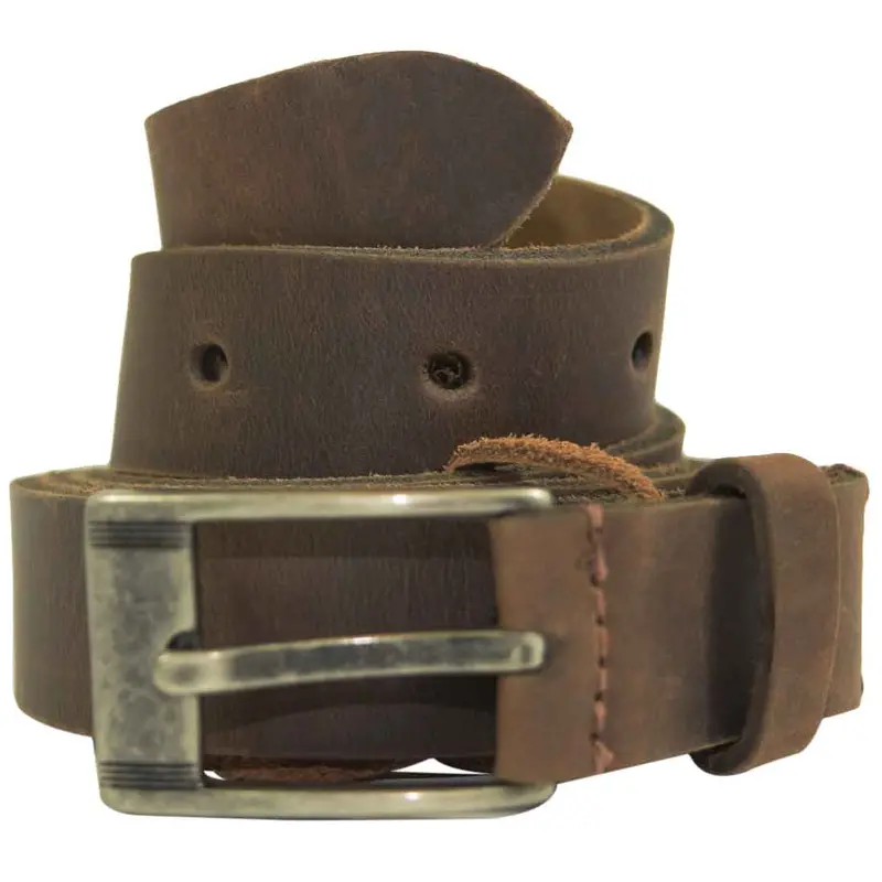 Rustic 1-Inch Leather Belt With Distressed Buckle 1