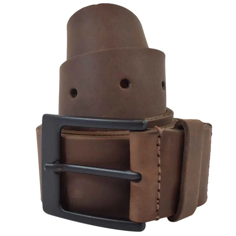 Rustic Leather Belt With Charcoal Buckle – 1.25-Inch Width 1