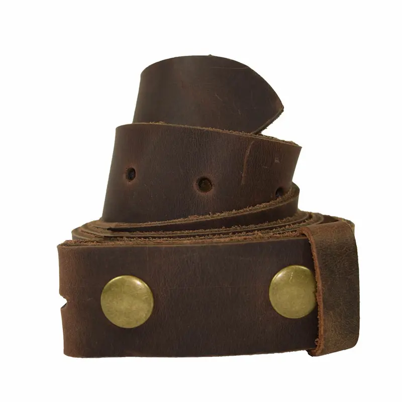 Rustic-Style Leather Snap-On Belt – 1.25-Inch Width 1