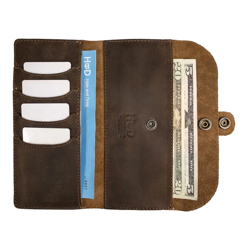 Slim Folio Wallet With Integrated Zippered Pouch 1