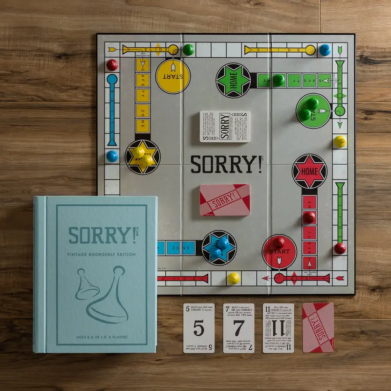Sorry! Vintage Bookshelf Edition – Retro-Themed Board Game 1