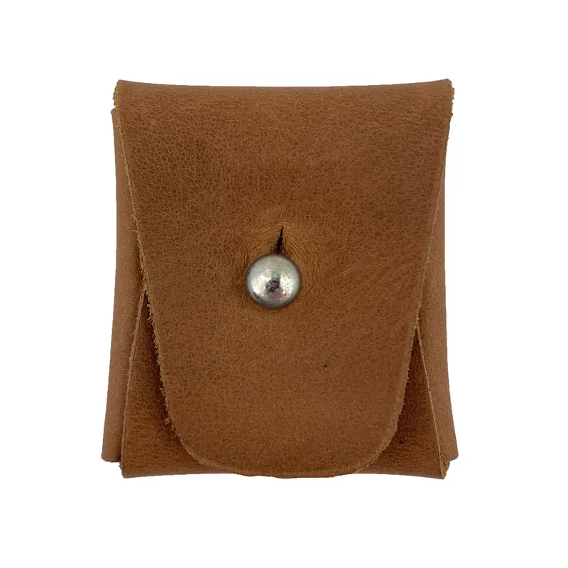 Structured Square Coin Holder – Hand-Stitched Leather Pouch 1