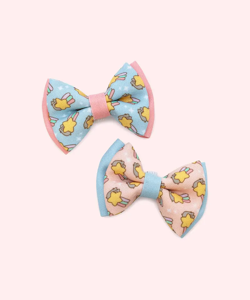 Stylish 2-Pack Pusheen Pet Collar Bows For Dogs And Cats 1