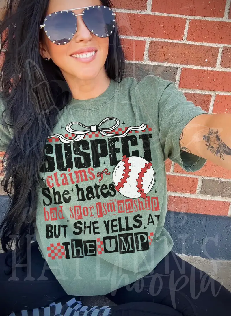 Suspect Claims She Hates Baseball Edition T-Shirt 1