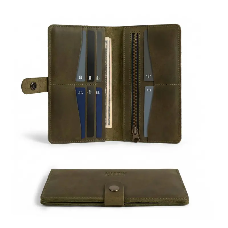 The Lamar Long Bifold Wallet – Slim Leather Design 1