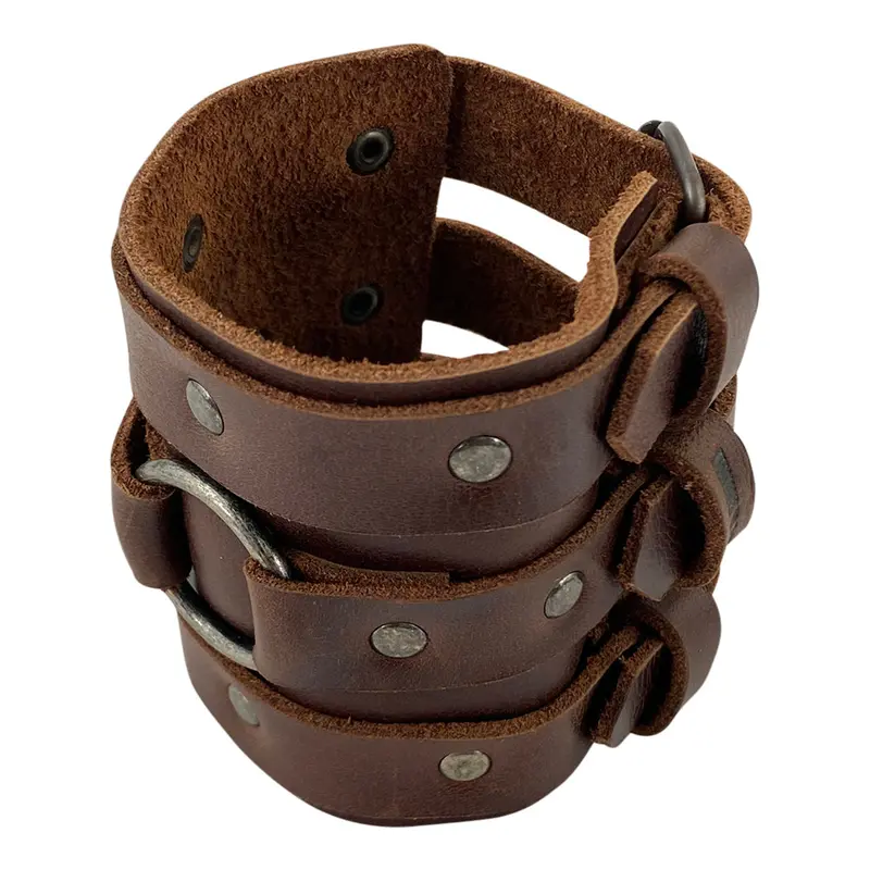 Three-Point Buckle Leather Bracelet 1