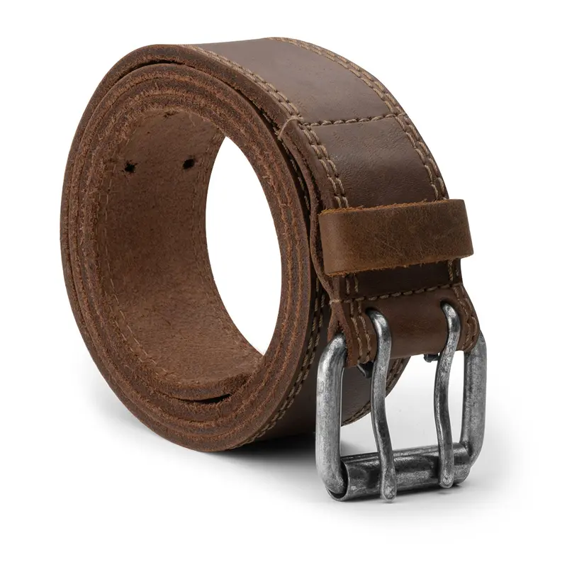 Two-Row Stitch Buckle Belt – Double-Prong Leather Waistband 1