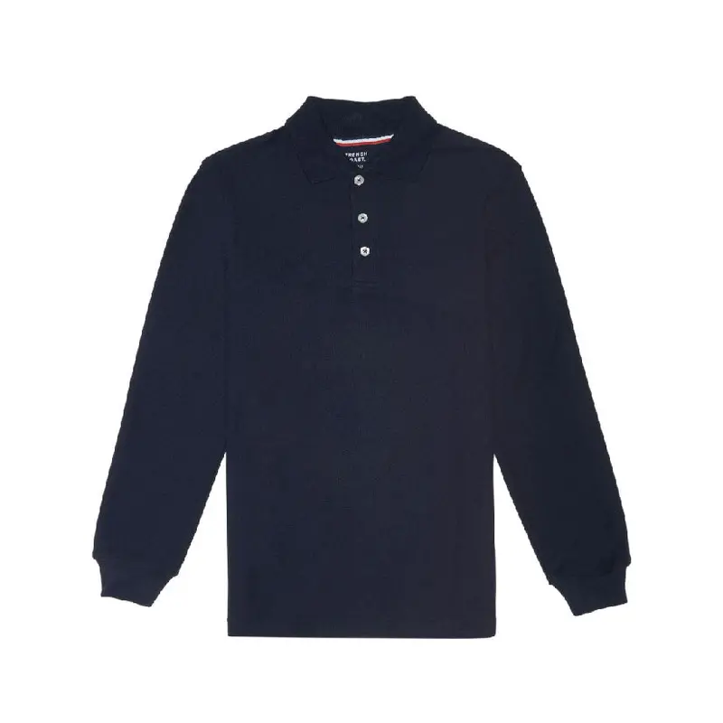 Unisex Long-Sleeve Navy Polo Shirt With Logo – Youth Sizes 1