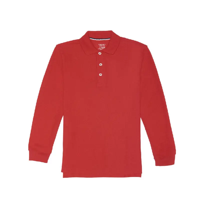 Unisex Long-Sleeve Red Polo Shirt With Logo – Youth Sizes 1