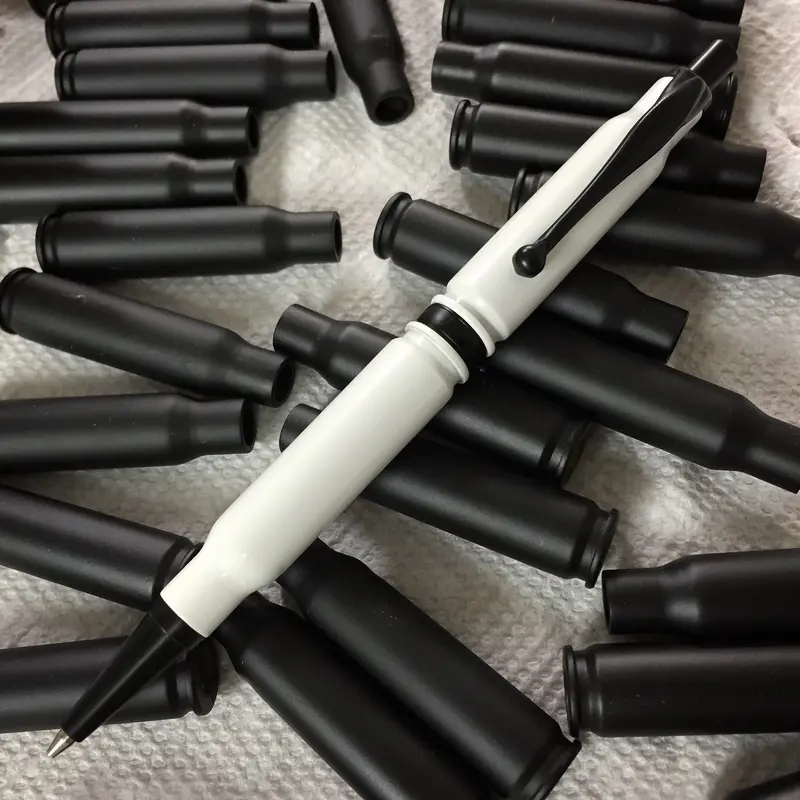 White Cerakoted .308 Bullet Pen – Rugged Gun Enthusiast Writing Instrument 1