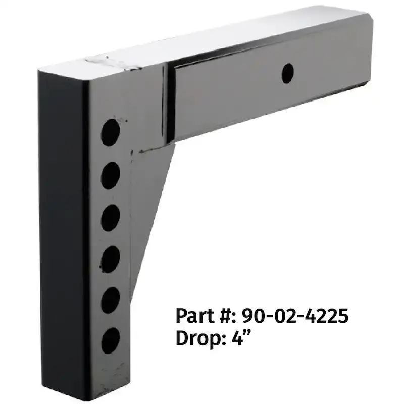 2.5" Receiver L-Shank Ball Mount – 4" Drop / 8" Rise Adjustable Tow Hitch Adapter 1