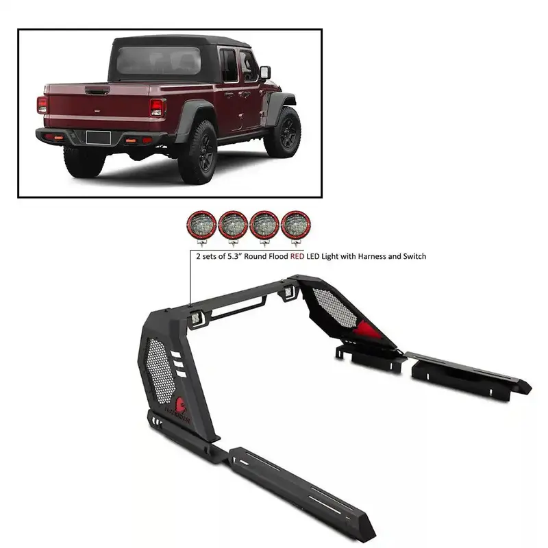 Black Horse Off-Road Virb09B-Plfr Modular Steel Bumper With Adjustable Square Led Lights 1