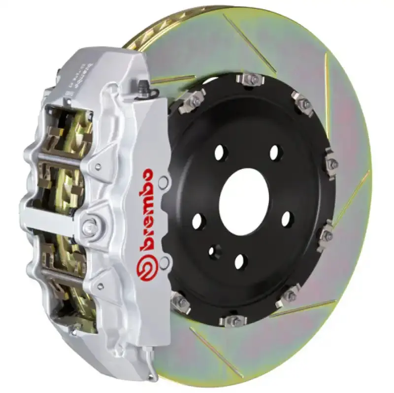 Brembo Front Gt Big Brake Kit For 2006–2010 Bmw M5/M6 – 6-Piston Calipers, 380X34Mm Two-Piece Slotted Rotors, Type 1 Silver Finish 1