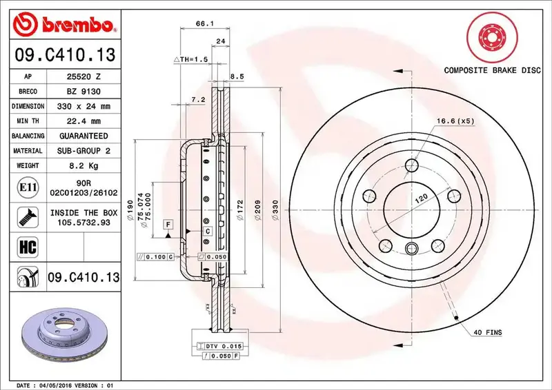 Brembo Oe-Style Brake Rotor – Premium Disc Brake Replacement Part 09C41013C02 1