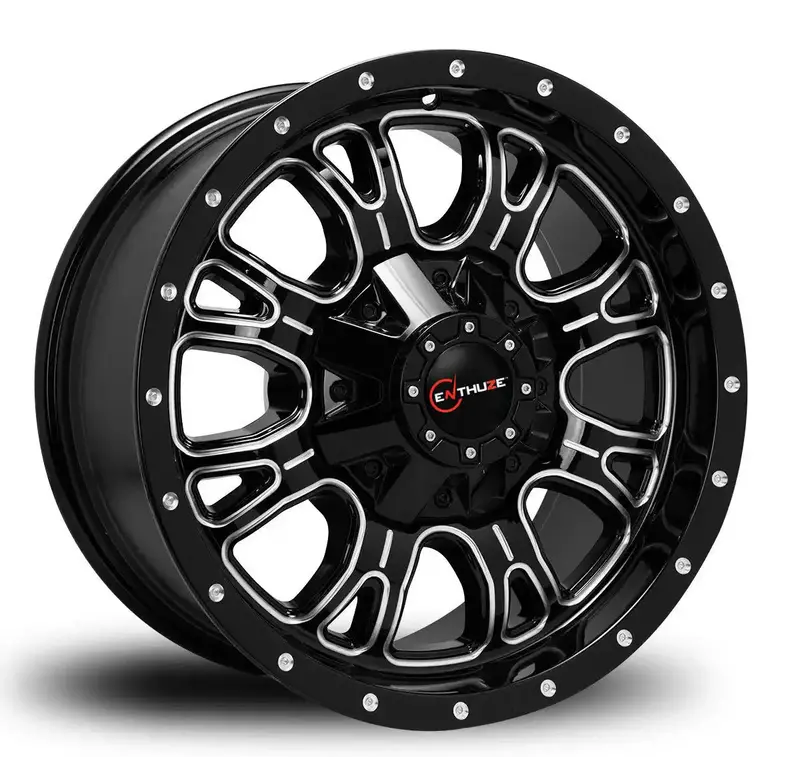Enthuze Act89R-1890-70+10Bg Assassin Gloss Black Wheel With Cnc-Machined Grooves 1