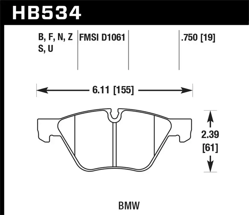 Hawk Dtc-70 Race-Derived Brake Pads – Hb534U.750 With 0.750" Thickness 1
