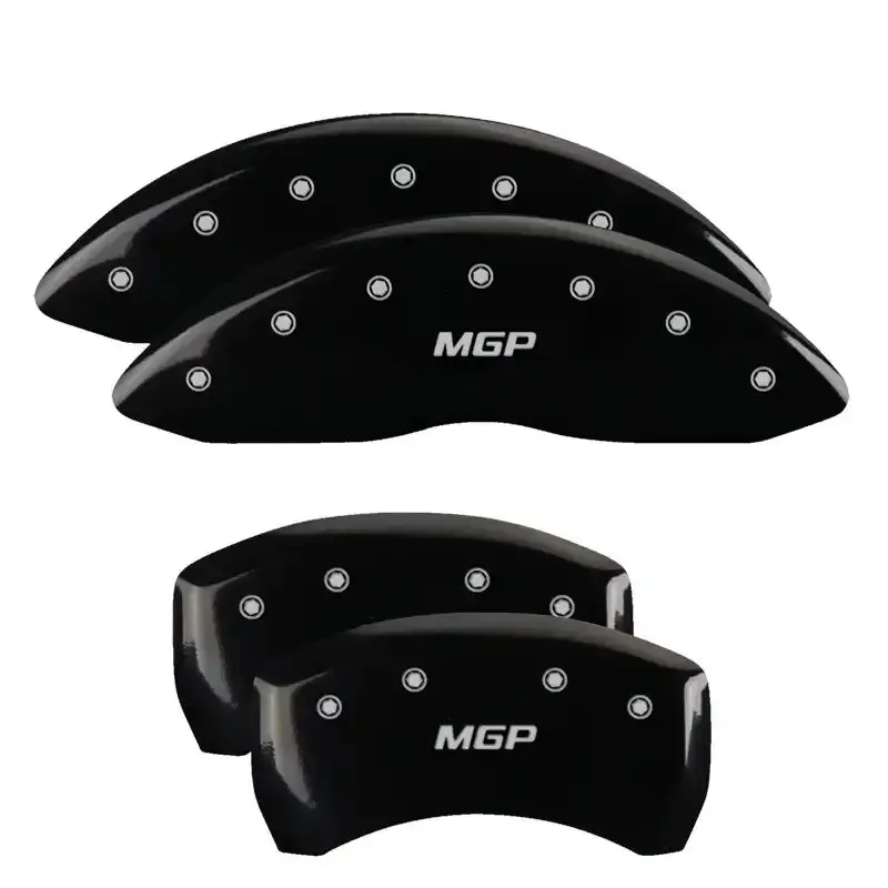 Mgp Engraved 4-Piston Caliper Covers – Front And Rear, Black Finish With Silver Accents 1