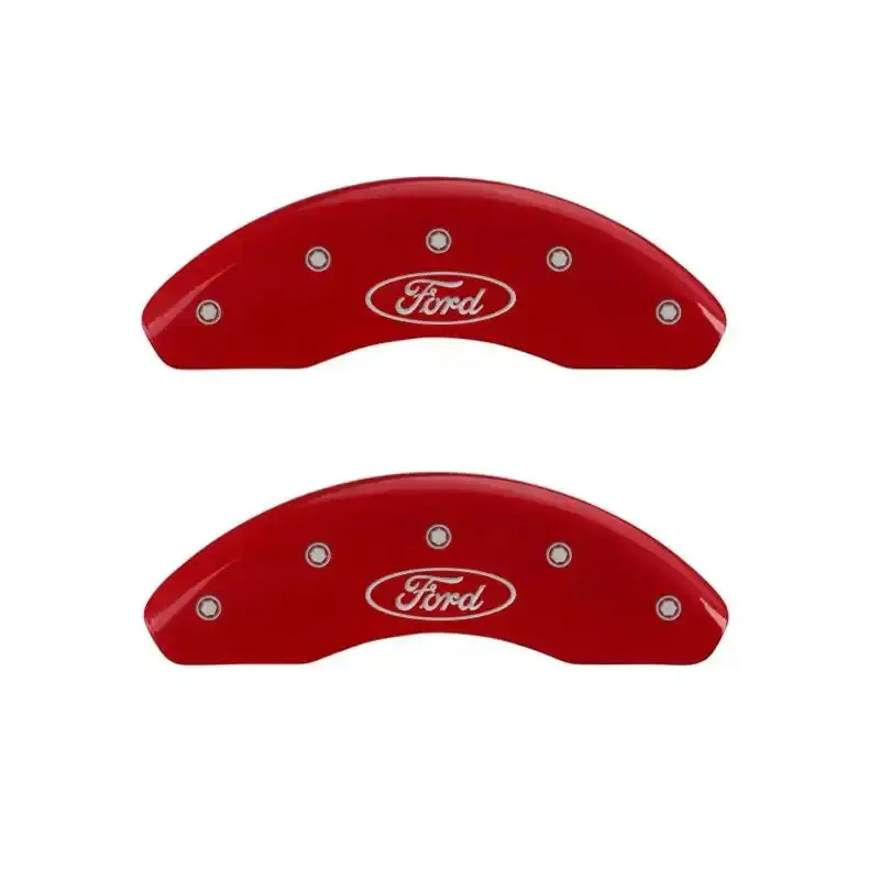 Mgp Engraved Ford-Branded Caliper Covers – Front Pair, Red Logo On Silver Finish 1