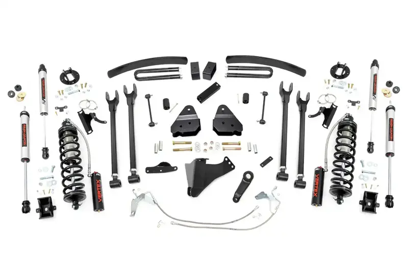 Rough Country 58458 6-Inch Coilover Conversion Lift Kit – Diesel-Specific 4-Link System With V2 Shocks 1
